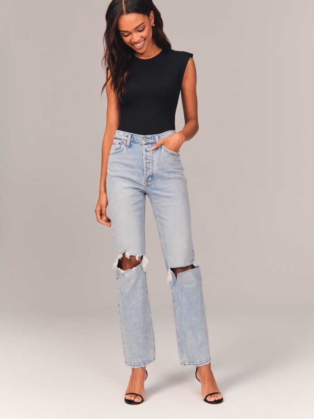 Abercrombie Curve Love The Dad High-Rise Distressed Jeans
